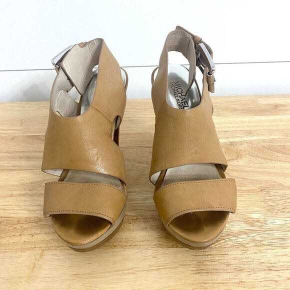 Michael Kors Tan Leather Carla Strappy Platform Heels, Women’s Size 6 - Picture 15 of 17